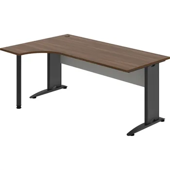 Psací stůl CE 1800 P – Stůl ergo pravý 180 × 120 cm - Ořech , Šedá , Černý kov