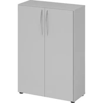 Jednací stůl Kancelářská skříň, na složky/pořadače, 2 police, zahnuté madlo, 800 x 346 x 1144 mm, šedá