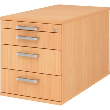 Jednací stůl Kontejner na kolečkách, zásuvky 1/2/3/3, chromované madlo, 428 x 800 x 512 mm, buk