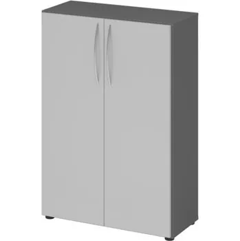 Jednací stůl Kancelářská skříň, na složky/pořadače, 2 police, zahnuté madlo, 800 x 346 x 1144 mm, grafit/šedá