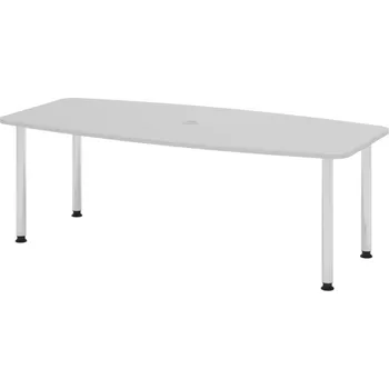 Jednací stůl Konferenční stolek, zaoblený, čtyři nohy, 2200 x 1030/830 x 720 mm, šedý/chrom