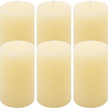 Svíčka Sada rustikálních svíček, 11,5 cm, Ø 6,8 cm, krémová, 6 ks