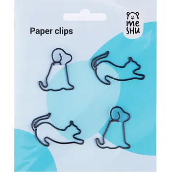 Vrták KOČKY PEJSCI KOVOVÉ Sponky na papír 19 mm MESHU Kočka a Pes 4 kusy