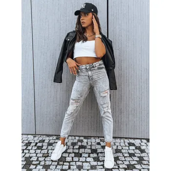 Dámské džíny Světle šedé děrované džíny LORENT UY1375 Velikost: 30