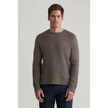 Pánský svetr SVETR GANT WOOL BLEND C-NECK DARK HAZELNUT MELANGE