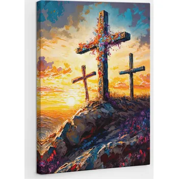 Obraz Fotoobraz na plátně Obývací pokoj Ložnice Vertikální Kříže na kopci 40x60 cm