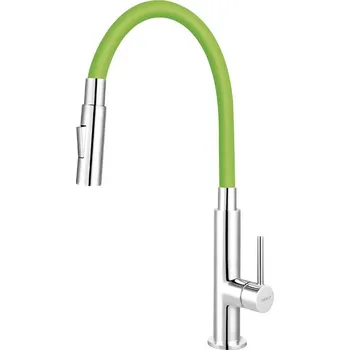 Dřezová stojánková baterie se zeleným ramenem a sprškou