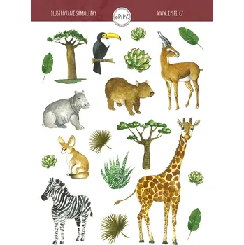 Samolepící dekorace ePipí Arch samolepek Safari A6 19 samolepek