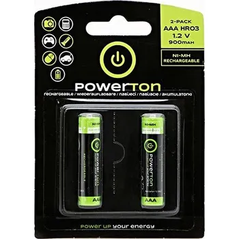 Článková baterie Nabíjecí baterie NiMH Powerton AAA (900mAh) - 2ks