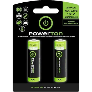 Článková baterie Nabíjecí baterie NiMH Powerton AA (2500mAh) - 2ks