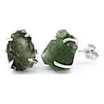 Náušnice stříbrné Vltavín neopracovaný v krapnách