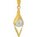 Přívěsek Eowyn s bílou přírodní perlou ve spirále ze žlutého zlata