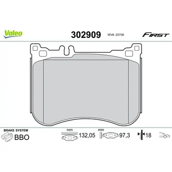 Brzdová destička Sada brzdových destiček, kotoučová brzda VALEO 302909