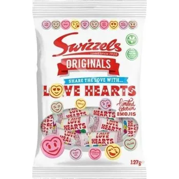 Bonbon Swizzels Love Hearts šumivé bonbonky s ovocnými příchutěmi 127 g