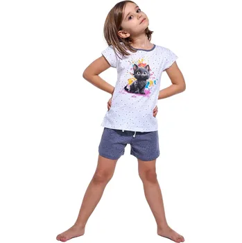 Dívčí pyžamo Dětské&nbsp;pyžamo CORNETTE 245/109 246/109 BLACK CAT bílá 98/104 0