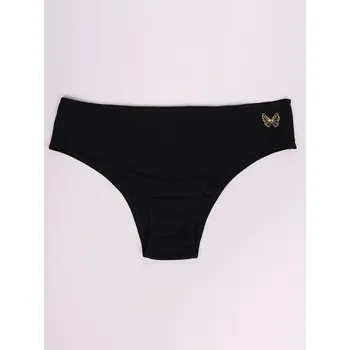 Kalhotky Dámské kalhotky YO BMK0011 černé se zlatým motýlkem velikost oblečení - dospělí: S