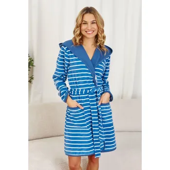 Dámský župan Modrý dámský pruhovaný župan Doctor Nap Velikost: L