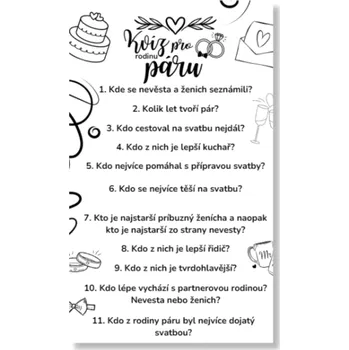 Svatební dekorace Personal Set kvízů pro svatební hosty
