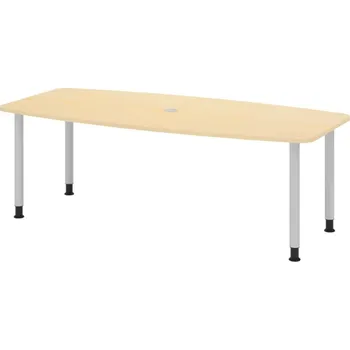 Jednací stůl Konferenční stolek, zaoblený, čtyři nohy, 2200 x 1030/830 x 720 mm, javor/stříbrný