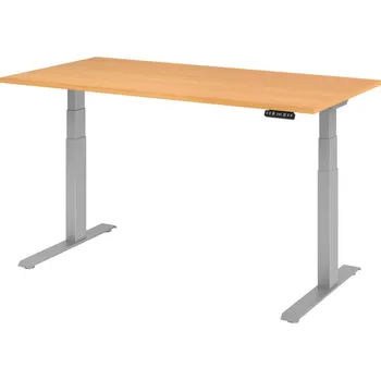 Jednací stůl Výškově nastavitelný psací stůl, elektrický, paměťový spínač, C-noha, 1600 x 800 mm, buk/stříbrný