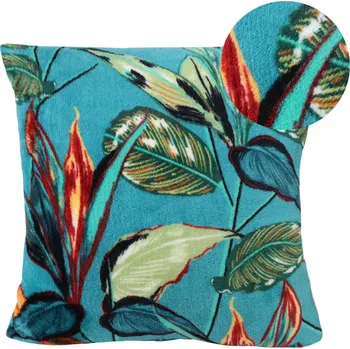 Polštář DEKORAČNÍ POVLEČENÍ NA POLŠTÁŘ 40x40 CM VELVET ZELENÉ LISTY ZLATÉ