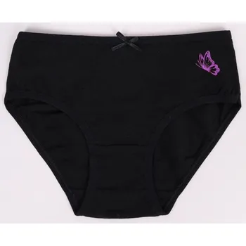 Dívčí kalhotky YO BMD0040G černé s fialovým motýlkem velikost oblečení - děti: 146/152