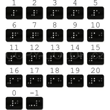 Samolepící etiketa CEDULKY PRO NEVIDOMÉ (Braillovo písmo) - Označení pater ve výtahu 20x1
