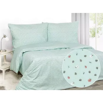 Povlečení Bavlněné povlečení - kytičky na mintové 140x200+70x90
