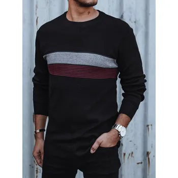 Pánská móda Pánský černý svetr s pruhy na hrudi WX2209 Velikost: 2XL