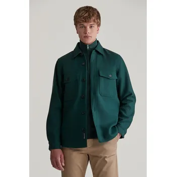 Pánské oblečení KOŠILE GANT WOOL BLEND OVERSHIRT TARTAN GREEN