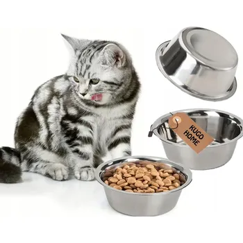 Miska pro psa VELKÁ MISKA PRO PSA KOČKU KOVOVÁ NEREZOVÁ MISKA NA VODU KRMIVO 16cm KUG