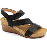 LEON 1020 Dámská kožená obuv na klínku - černá Velikost: 38