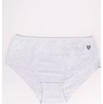 Kalhotky Dámské kalhotky YO BMK0010 šedé midi se srdíčkem velikost oblečení - dospělí: L