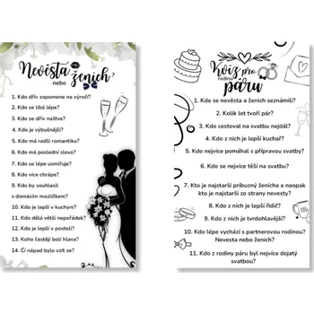 Party nádobí Personal Set kvízů na svatbu