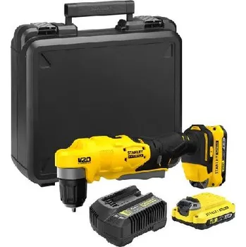 Stanley Nářadí - 18V AKU pravoúhlá vrtačka, 2x aku 2,0 Ah Li-Ion, nabíječka SFMCD750D2K-QW