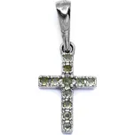 Stříbrný přívěsek kříž s vltavínem Janina