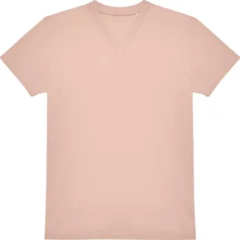 pracovní tričko B&C Tričko B&C E150 V s výstřihem do V, krátký rukáv, pánské COT01013Tx5304-soft rose XL Růže světlá