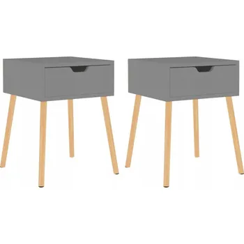 Noční stolek Noční stolek šedý, dřevěný, 40x40x56 cm - 2 ks