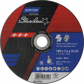 Řezný kotouč Řezací kotouč na kov Norton 66252837247 180 x 22,2 mm