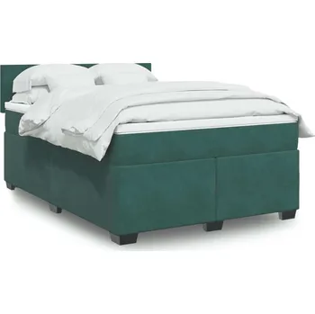 Postel vidaXL Box spring postel s matrací 160 x 200 cm samet [3288649] Barva: Tmavě zelená