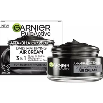 Pleťový krém GARNIER_Pure Active AHA BHA Charcoal Daily Mattifying Air Cream 50ml
