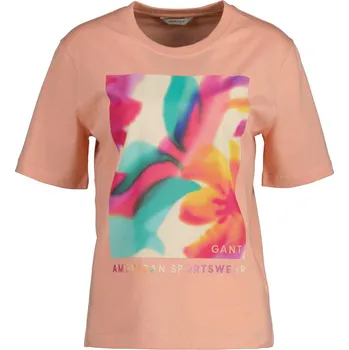 Dámské tričko TRIČKO GANT RELAXED FLORAL GRAPHIC SS T-SHIRT GUAVA ORANGE