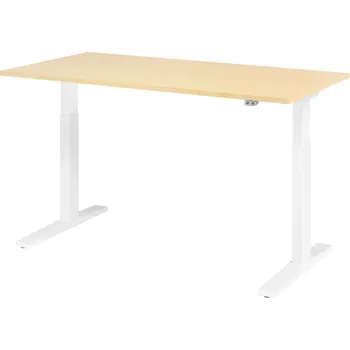Jednací stůl Výškově nastavitelný psací stůl, elektrický, s tlačítkem, C-noha, 1600 x 800 mm, javor/bílý