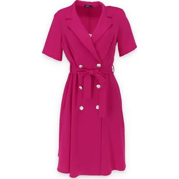 Dámské šaty Šaty elegantní propínací Trynite K-1493A barva: červená malina, velikost: 42