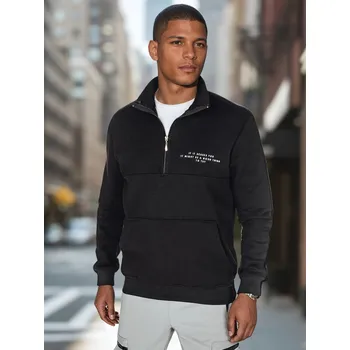 Pánská mikina Černá pánská mikina s potiskem a polovičním zipem BX5887 Velikost: M