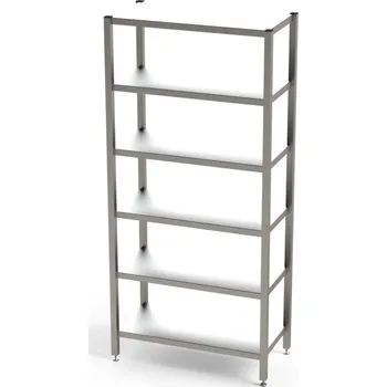 Dílenský regál Nerezový regál do čistých prostor, 6 x skladovací úroveň, s hladkými policemi, 800 x 500 x 2150 mm