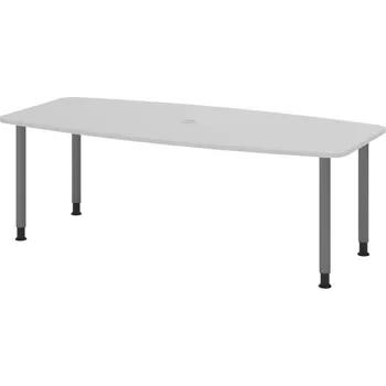Jednací stůl Konferenční stolek, zaoblený, čtyři nohy, 2200 x 1030/830 x 720 mm, šedý/grafit