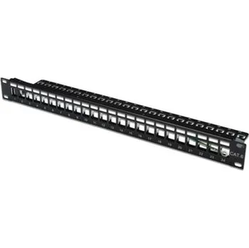 Patch panel Digitus Neosazený Patch Panel, 24 port, stíněný, 1U, černý DN-91411
