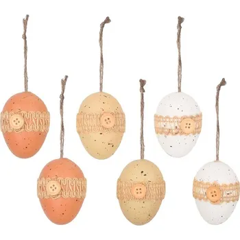 Kraslice 6 ks 60mm, přírodní s krajkou a knoflíkem mix, v sáčku 38 gram