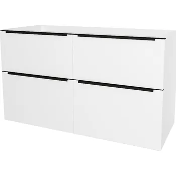 Koupelnový nábytek Mereo Mailo, koupelnová skříňka 121 cm, černé madlo, Multidecor, Bílá lesk perlička CN593SBBIEL